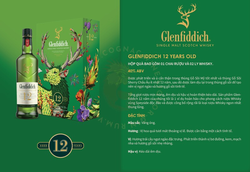 rượu Whisky Glenfiddich 12 Year Old Phiên Bản Hộp Quà Tết 2024